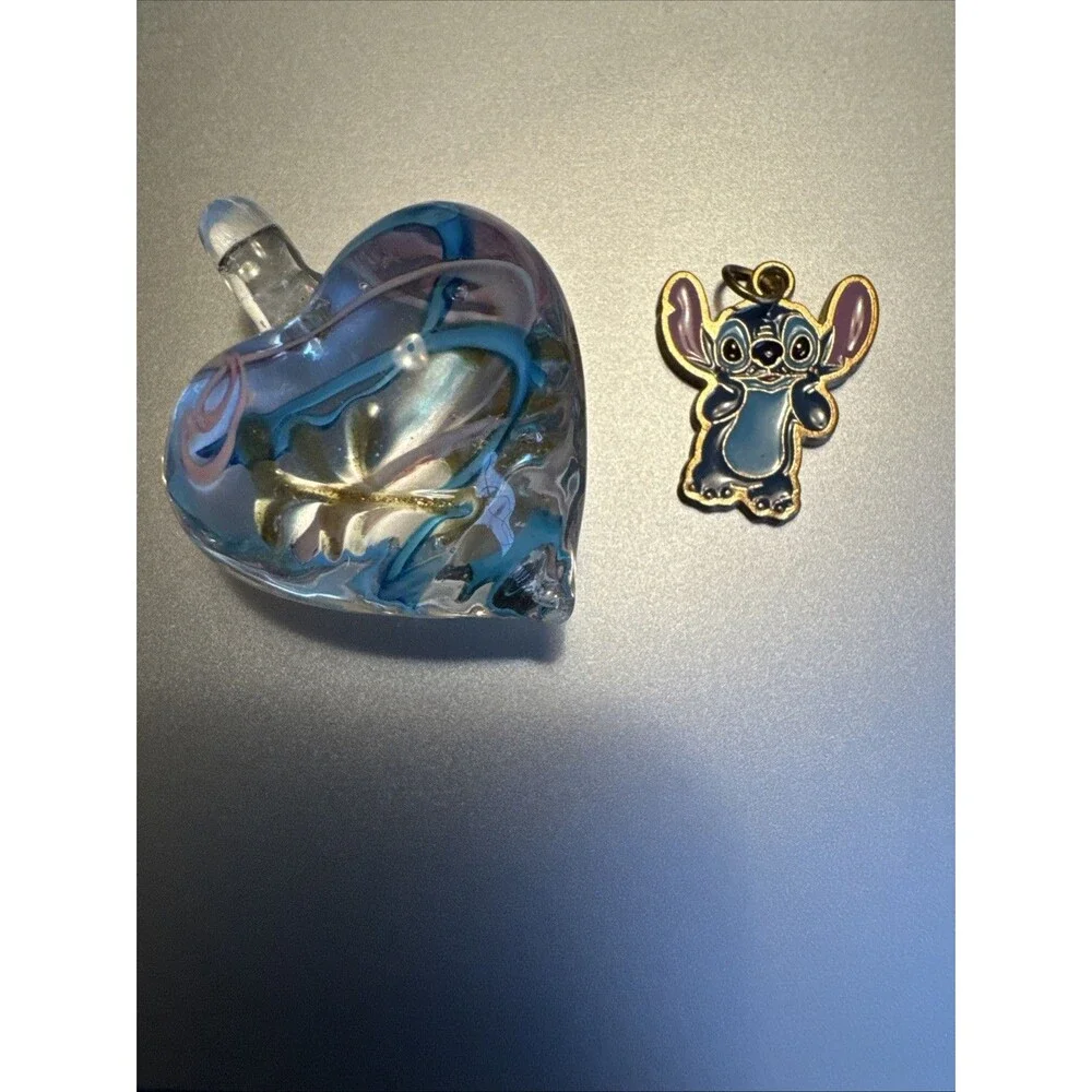 Disney‎ Stitch Enamel Charm Art Glass Heart Pendant Lot Jewelry Lilo Stitch